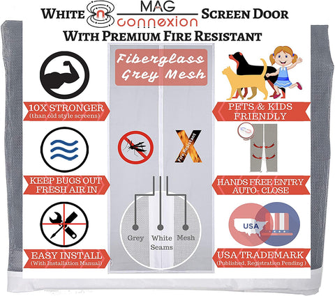 Image of Mag-Connexion Screen Door | 39"x 83" White - Fit Door Size up to 36 x 82