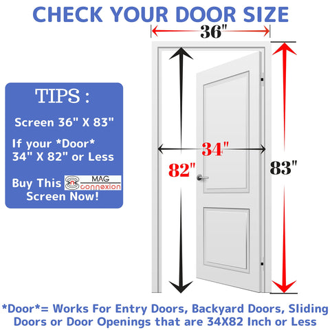 Image of Mag-Connexion Screen Door | 36"x83" Black - Fits Door Size up to 34"x82"
