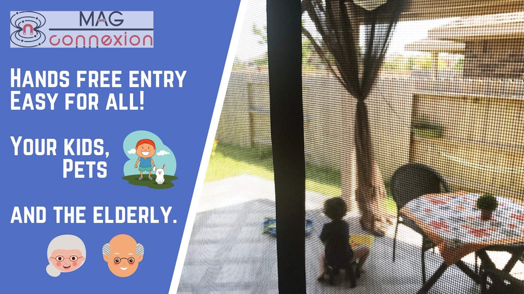 Mag-Connexion Screen Door | 36"x96" Black - Fits Door Size up to 34"x95"