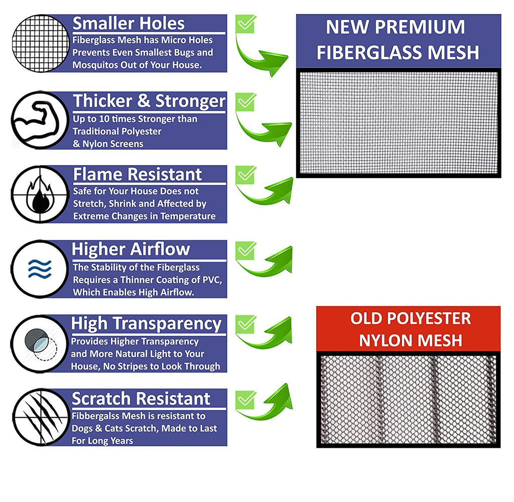 Mag-Connexion Screen Door | 36"x96" Black - Fits Door Size up to 34"x95"