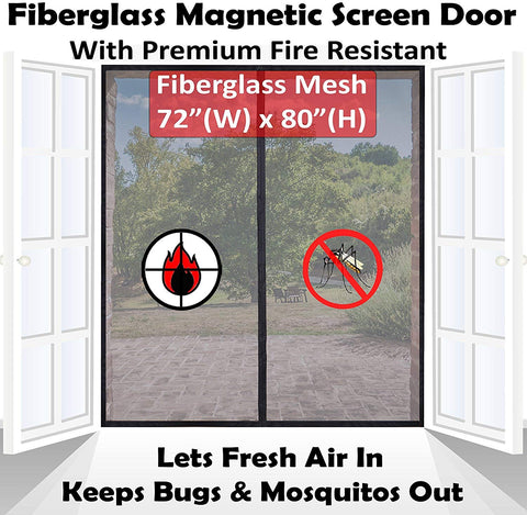 Image of Mag-Connexion Screen Door | 72"x80" Black - Fit Double Doors up to 70" x 79"