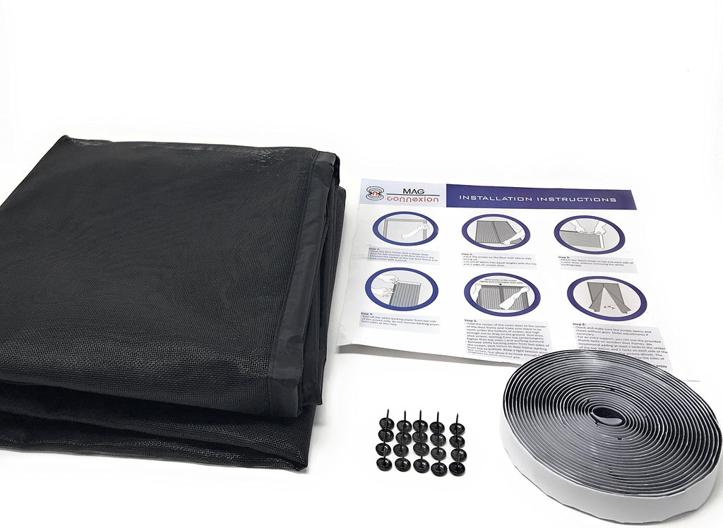 Mag-Connexion Screen Door | 72"x80" Black - Fit Double Doors up to 70" x 79"