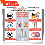 Mag-Connexion Screen Door | 36"x83" White - Fit Door Size up to 34 x 82 inch
