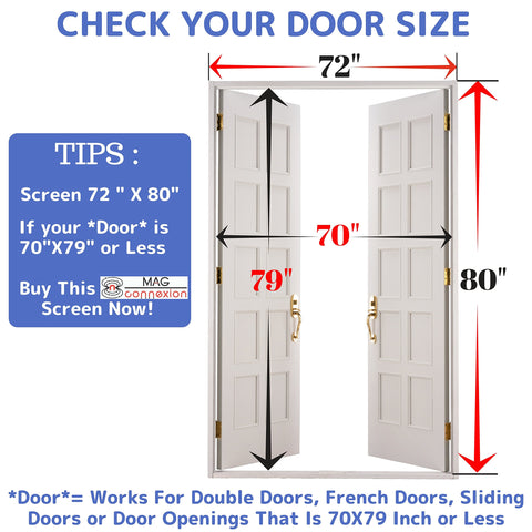 Image of Mag-Connexion Screen Door | 72"x80" White - Fit Double Doors up to 70" x 79"