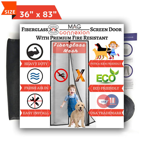 Image of Mag-Connexion Screen Door | 36"x83" Black - Fits Door Size up to 34"x82"