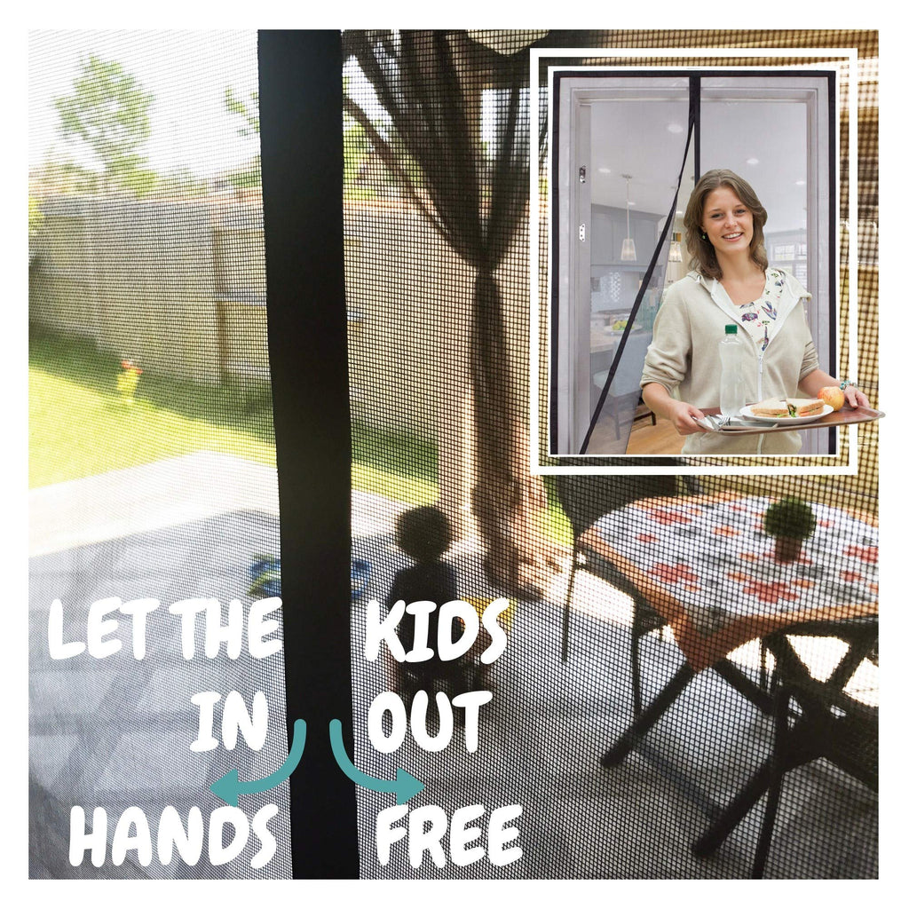 Mag-Connexion Screen Door | 72"x80" Black - Fit Double Doors up to 70" x 79"