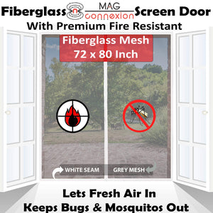 Mag-Connexion Screen Door | 72"x80" White - Fit Double Doors up to 70" x 79"