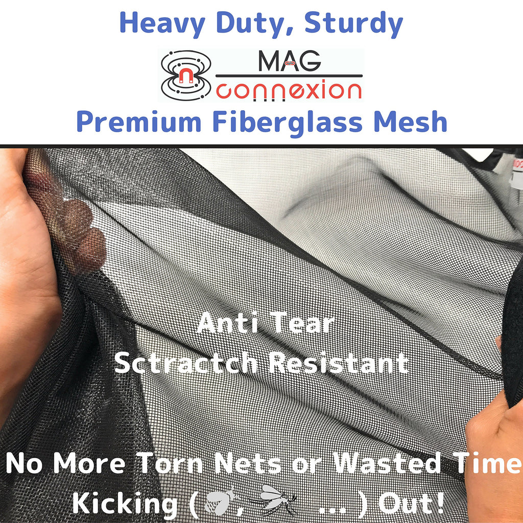 Mag-Connexion Screen Door | 72"x80" Black - Fit Double Doors up to 70" x 79"