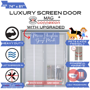 Mag-Connexion Screen Door | 74"x81" White - Fits Sliding Door Size up to 72"x80"