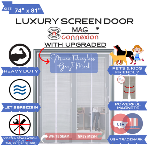 Image of Mag-Connexion Screen Door | 74"x81" White - Fits Sliding Door Size up to 72"x80"
