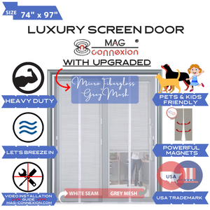 New Mag-Connexion 2.0 Screen Door | 74"x97" White - Fits Sliding Door Size up to 72"x96"