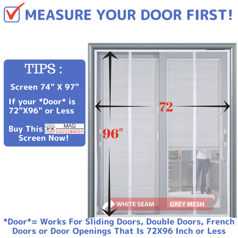 Image of New Mag-Connexion 2.0 Screen Door | 74"x97" White - Fits Sliding Door Size up to 72"x96"
