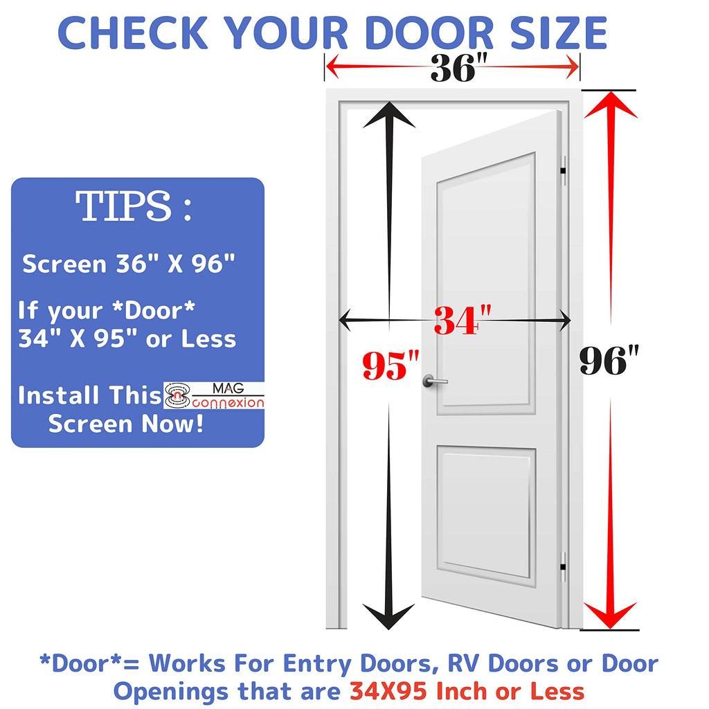 Mag-Connexion Screen Door | 36"x96" White - Fits Door Size up to 34"x95"