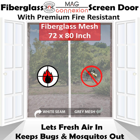 Image of Mag-Connexion Screen Door | 72"x80" White - Fit Double Doors up to 70" x 79"