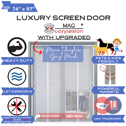 Image of New Mag-Connexion 2.0 Screen Door | 74"x97" White - Fits Sliding Door Size up to 72"x96"